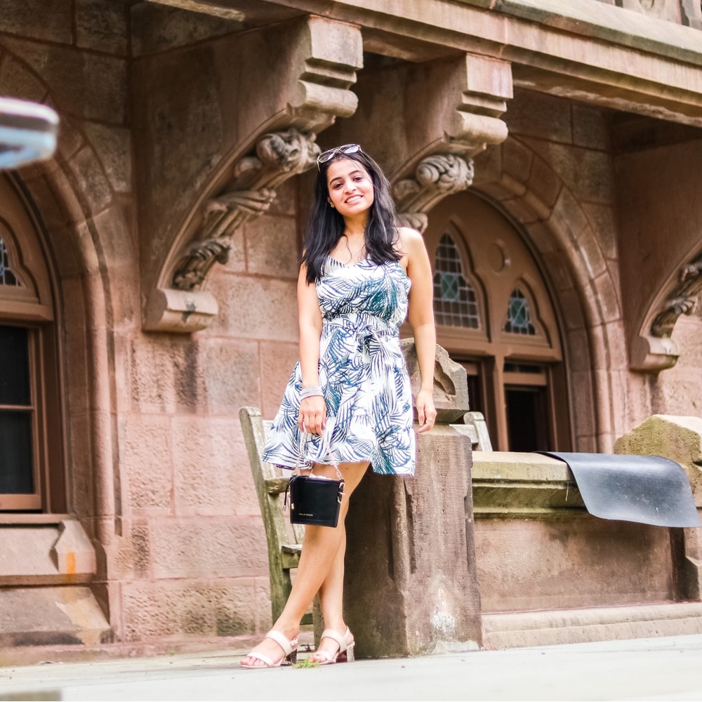 Palm print dress